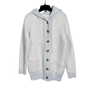 Gap Womens Cream Boucle Wool Blend Hooded Cardigan Sweater Small warm soft